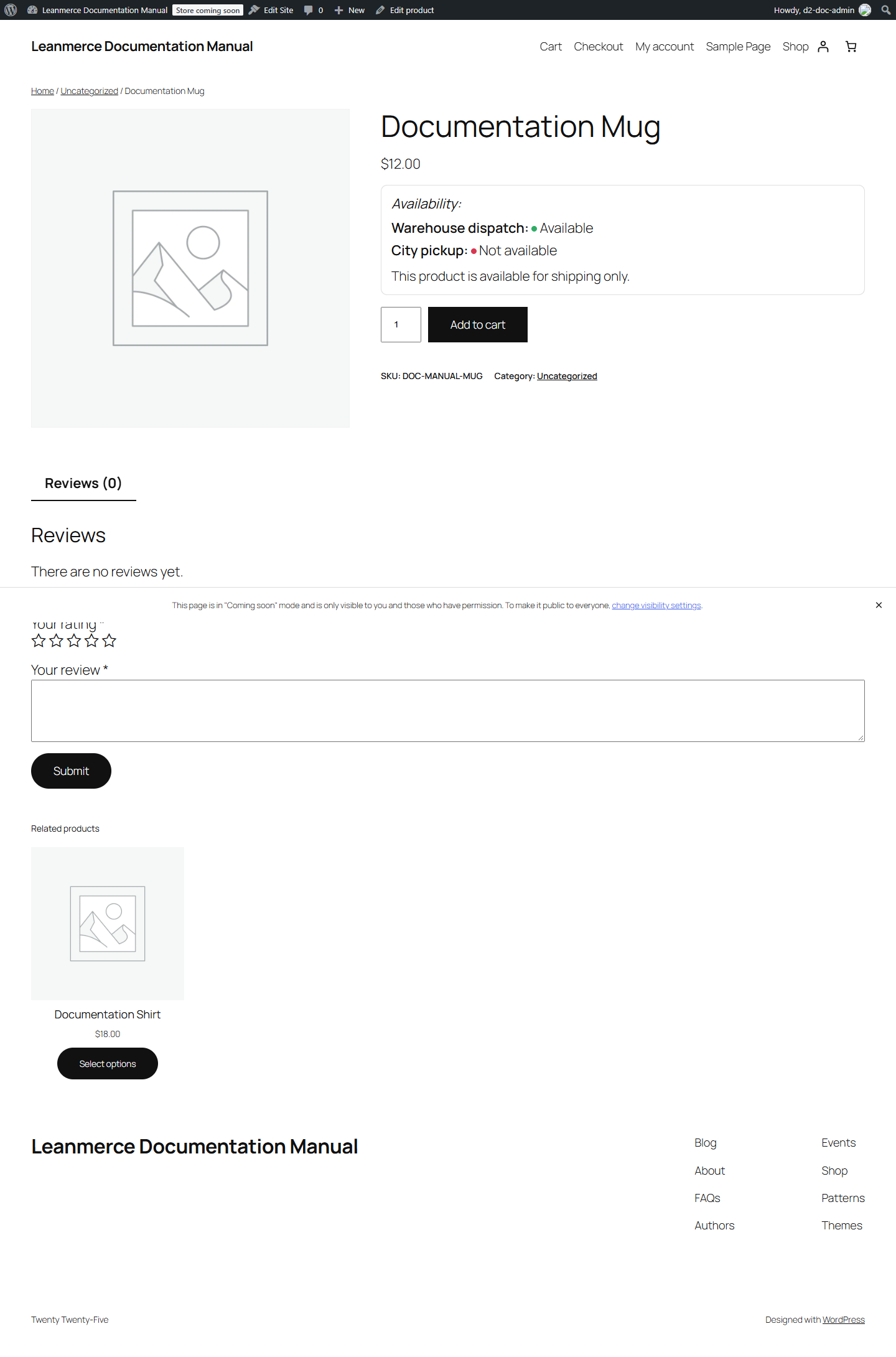 Manual-setup product showing shipping and pickup availability