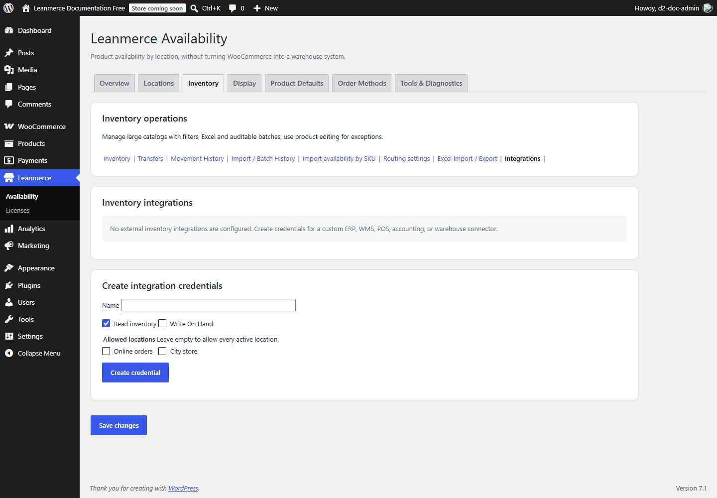 Integration credential form before creating any secret